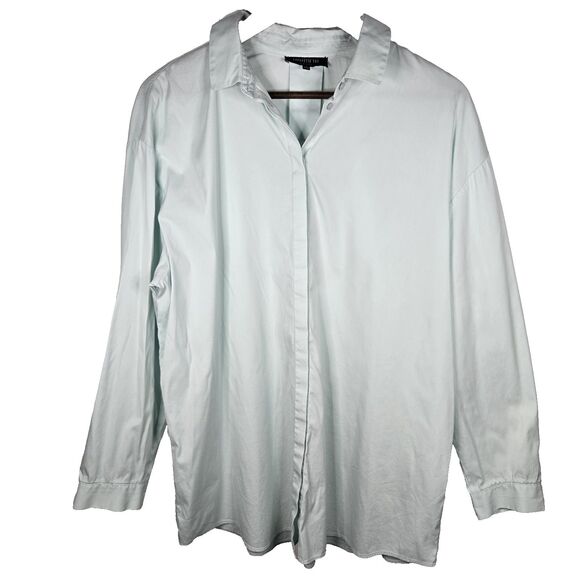 Lafayette 148 Mint Green Button Front Large Minimalist - Picture 1 of 7